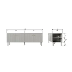 Outlet WOOOD Madu tv meubel grenen wolkengrijs
