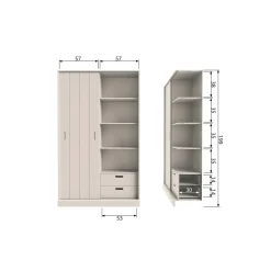 Clearance WOOOD Mila schuifdeurkast grenen dust