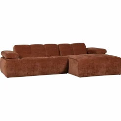 Discount WOOOD Mojo chaise longue bank rechts ribstof Roestbruin