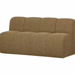 WOOOD Mojo eetbank 164 cm met rugleuning bouclé Geel/bruin melange