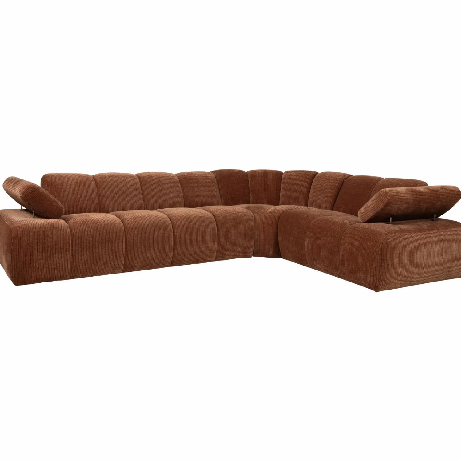 Best WOOOD Mojo hoekbank rechts ribstof Roestbruin