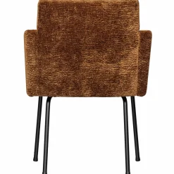 Hot WOOOD Mount eetkamerstoel met armleuning 3D chenille Middenbruin