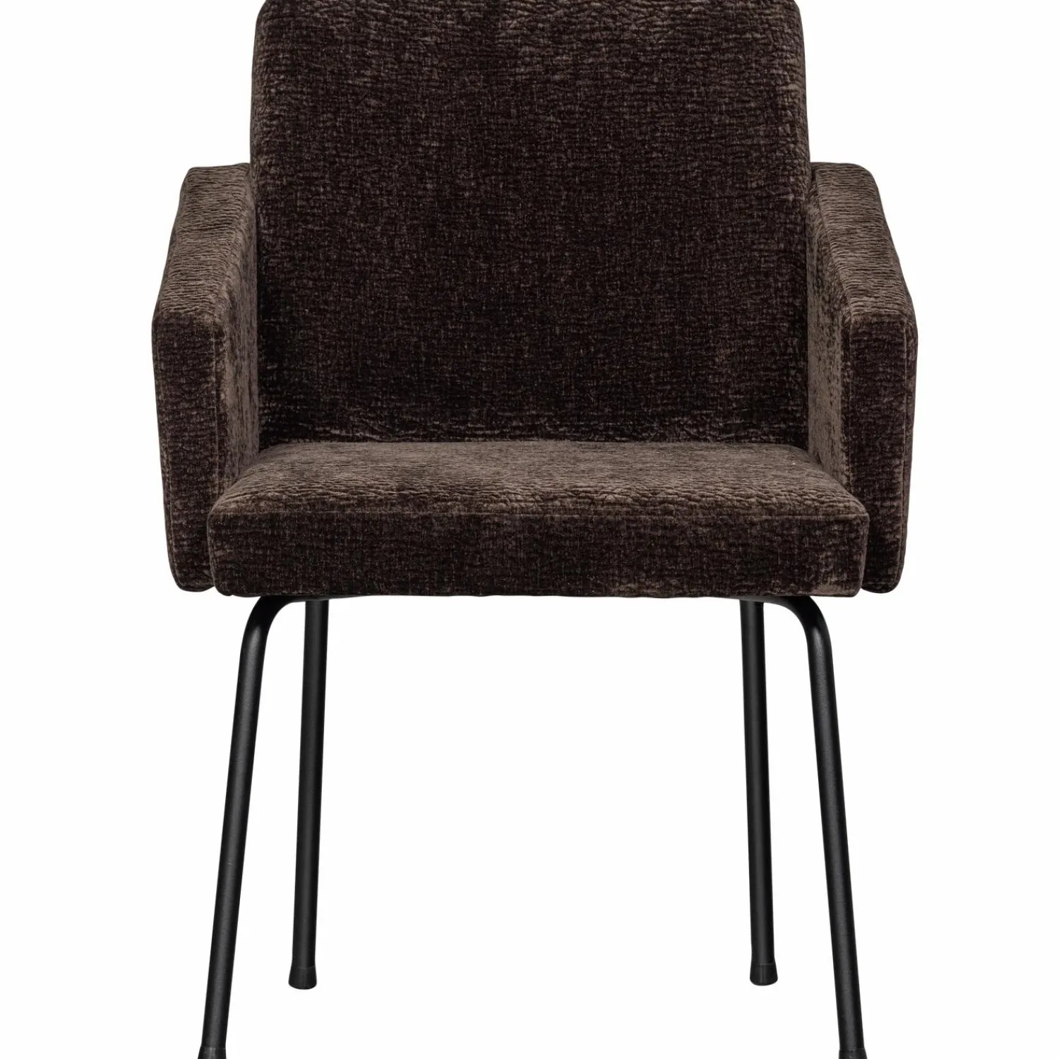 Discount WOOOD Mount eetkamerstoel met armleuning 3D chenille Donkerbruin