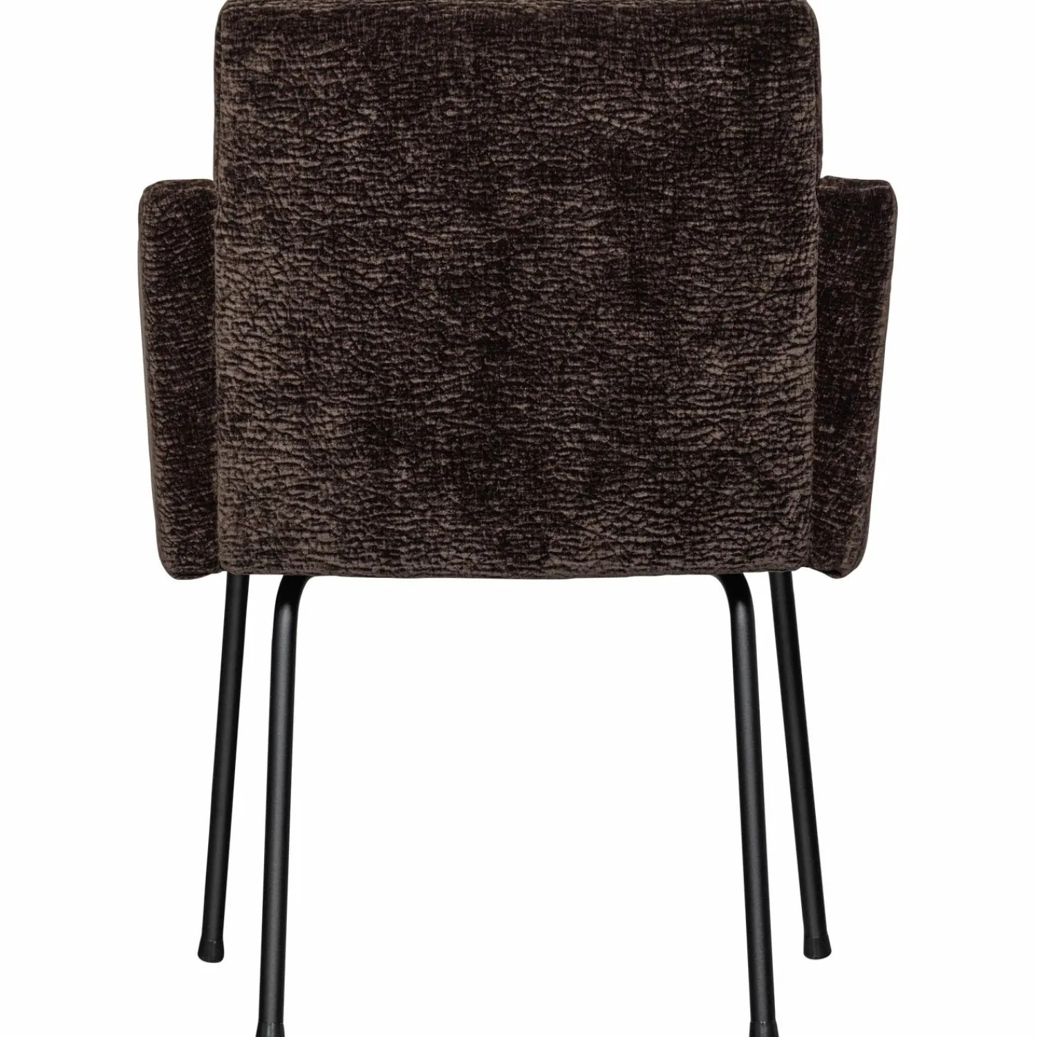 Discount WOOOD Mount eetkamerstoel met armleuning 3D chenille Donkerbruin
