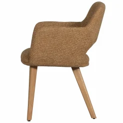 WOOOD Murat eetkamerstoel geel met houten poot naturel Oker