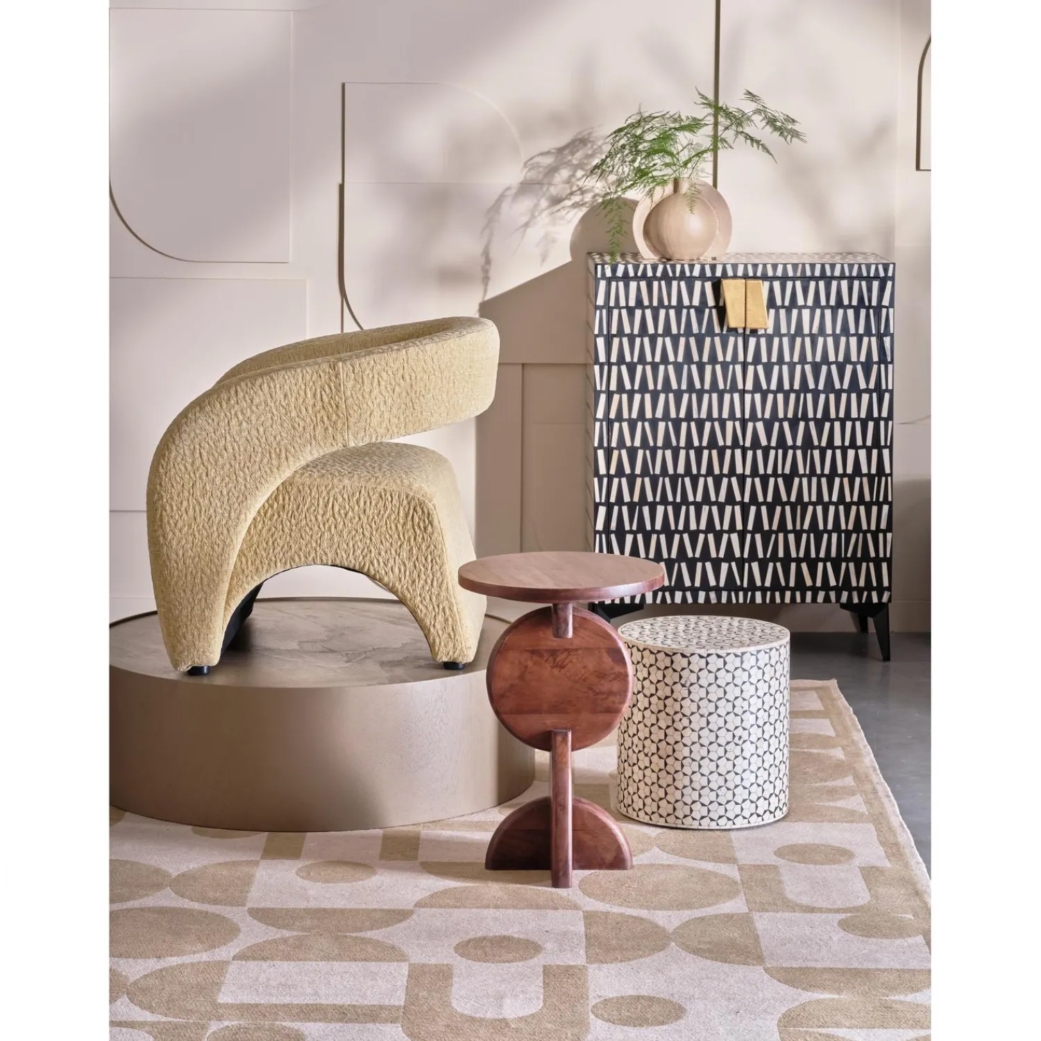 Clearance WOOOD Neva bijzettafel zwart/wit