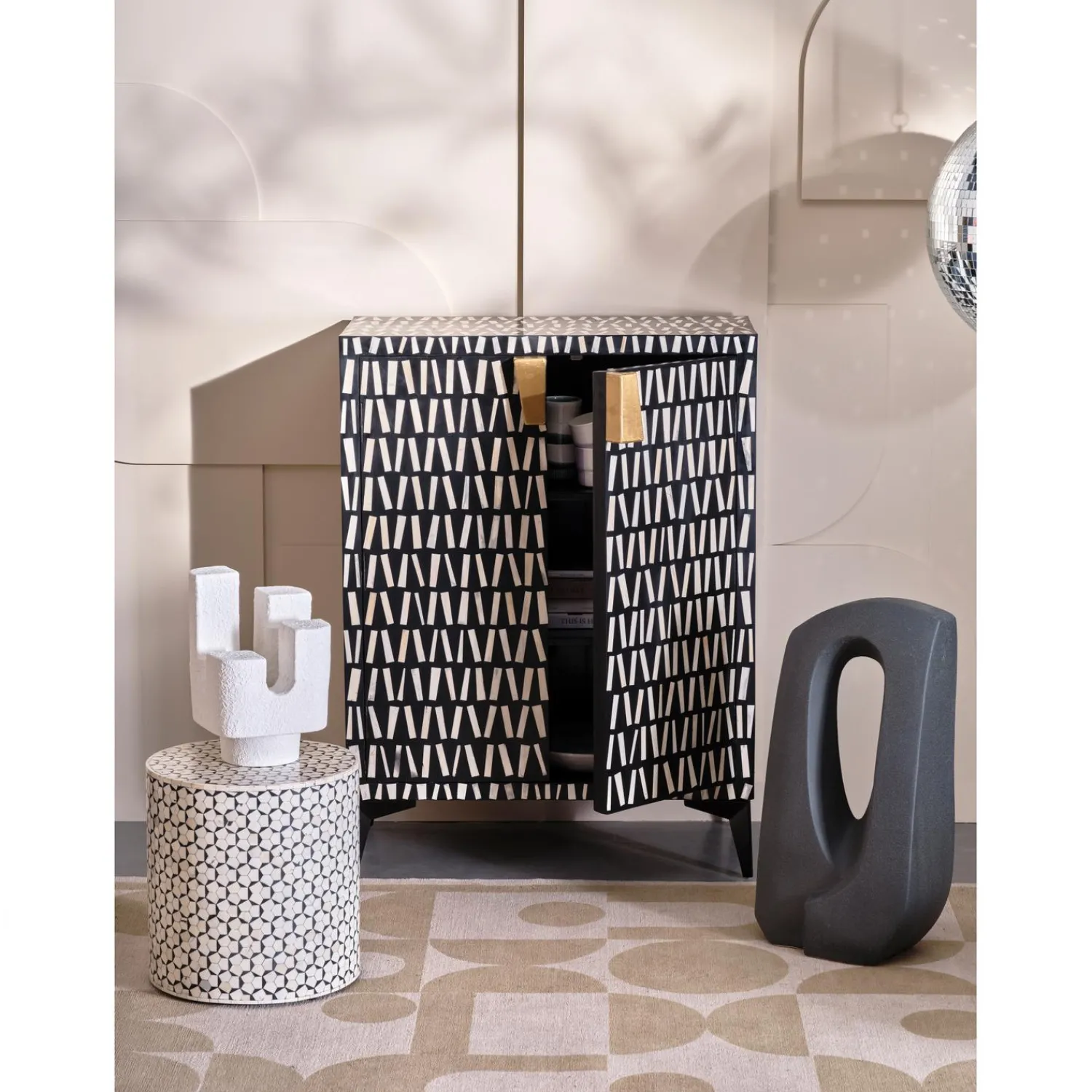 Clearance WOOOD Neva bijzettafel zwart/wit
