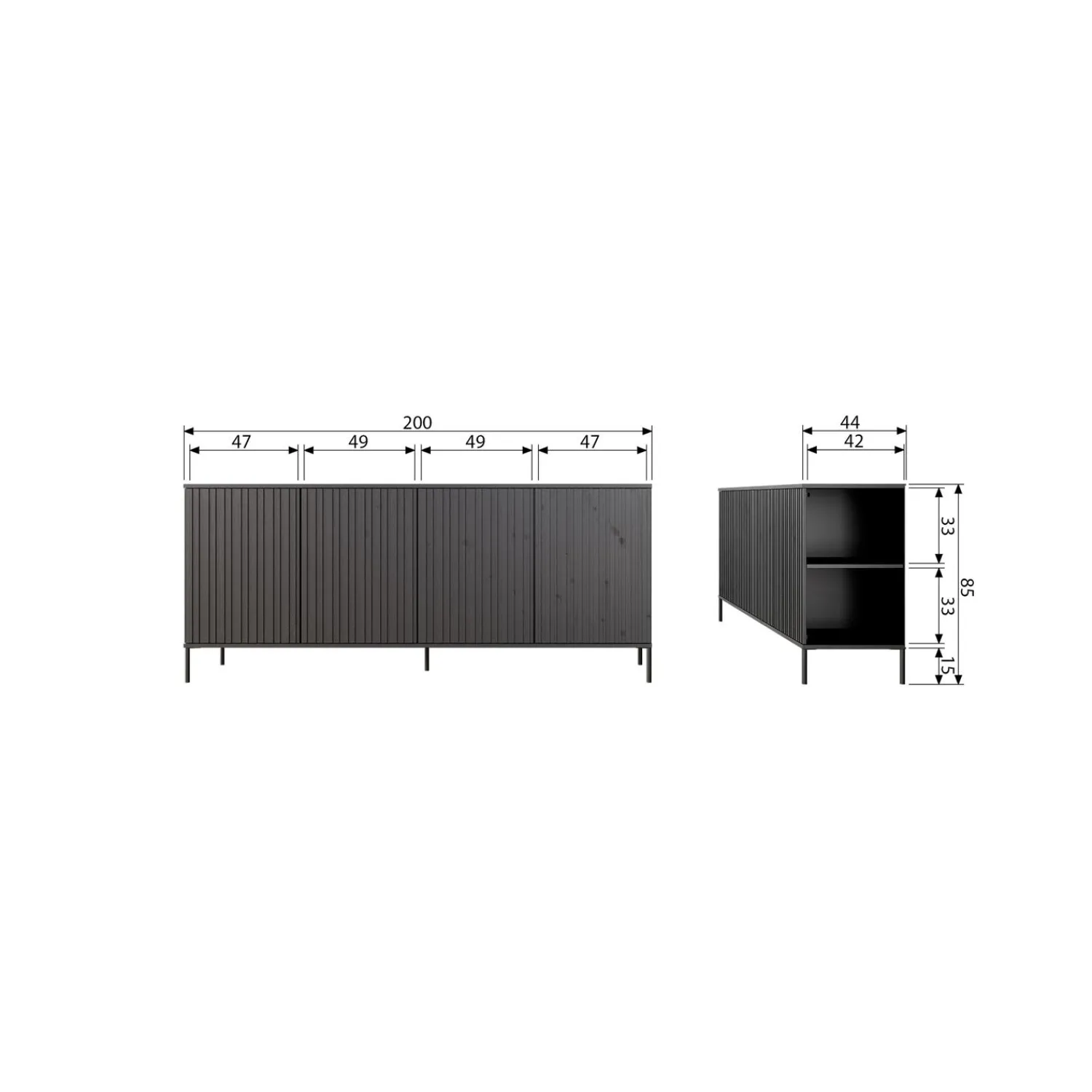 Sale WOOOD New Gravure dressoir 200 cm eiken blanke lak Naturel