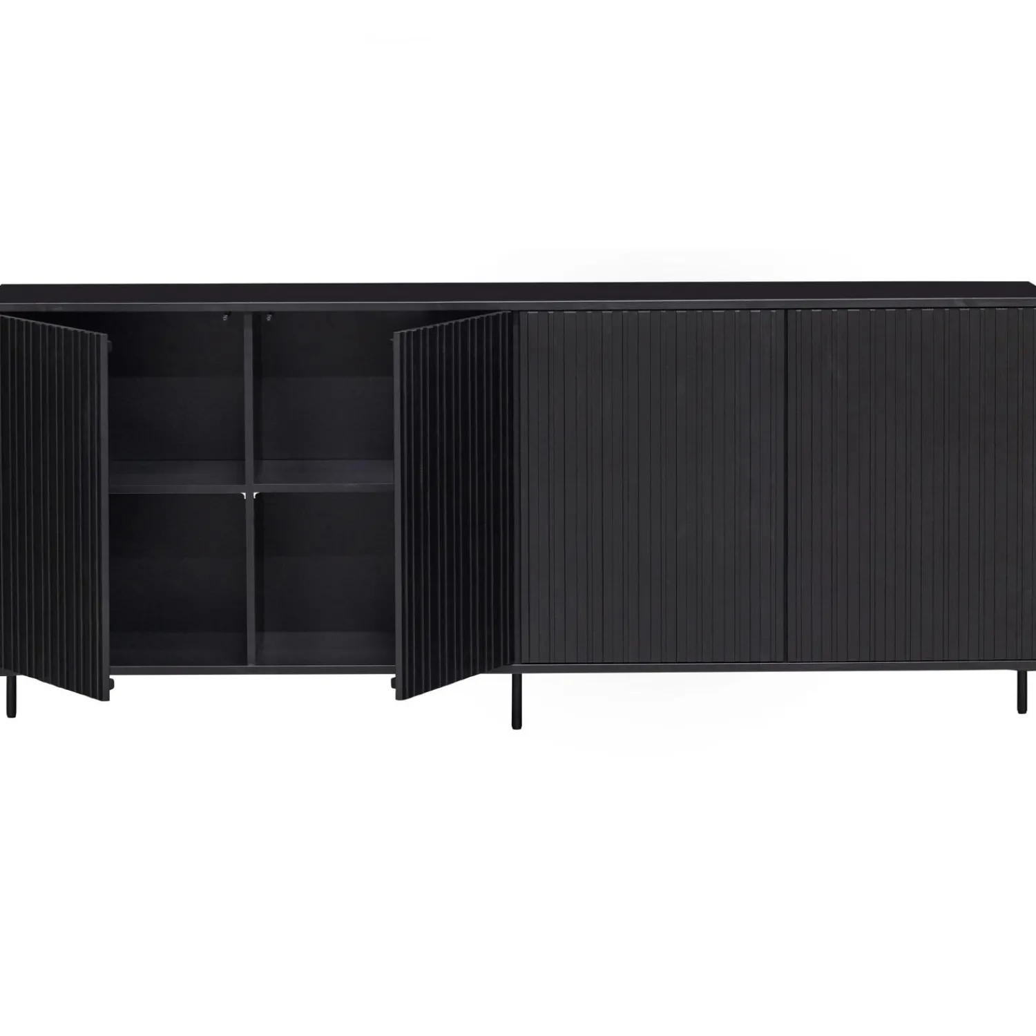 Clearance WOOOD New Gravure dressoir 200 cm grenen Zwart