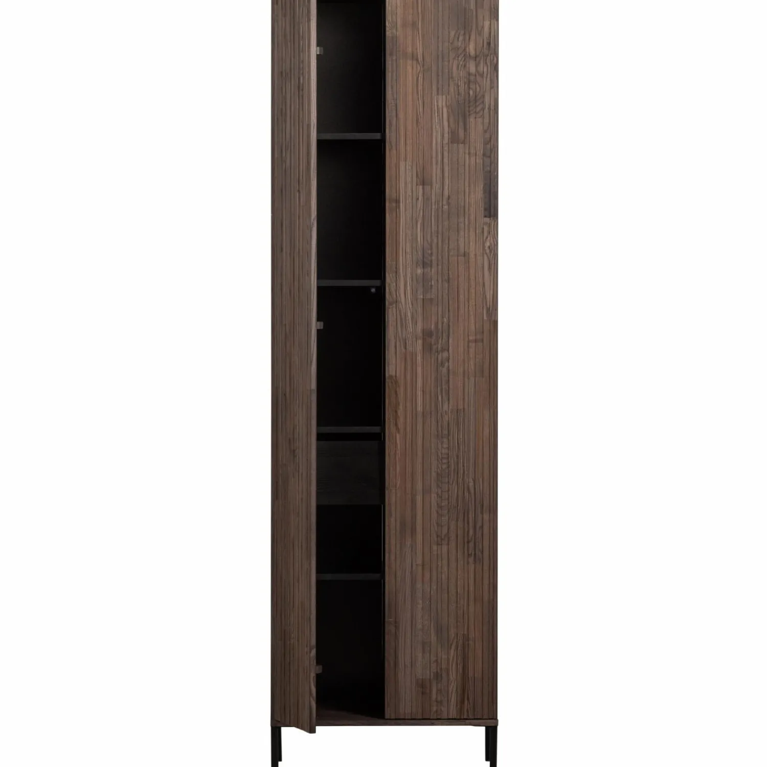 New WOOOD New Gravure hoge kast met lade essen fineer Espresso