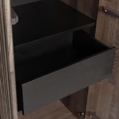 New WOOOD New Gravure hoge kast met lade essen fineer Espresso