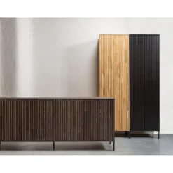 Clearance WOOOD New Gravure hoge kast met lade grenen Zwart