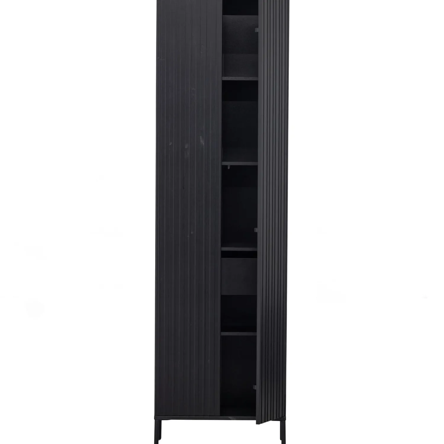 Clearance WOOOD New Gravure hoge kast met lade grenen Zwart