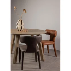 Outlet WOOOD Noble eetkamerstoel leerlook Zwart/grijs