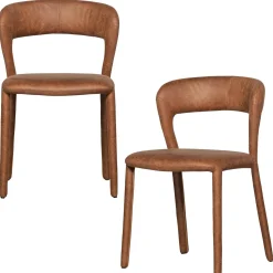 Hot WOOOD Noble eetkamerstoel leerlook Cognac