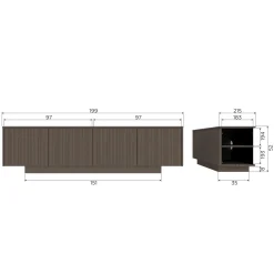 Sale WOOOD Nova tv meubel 200 cm grenen truffel bruin