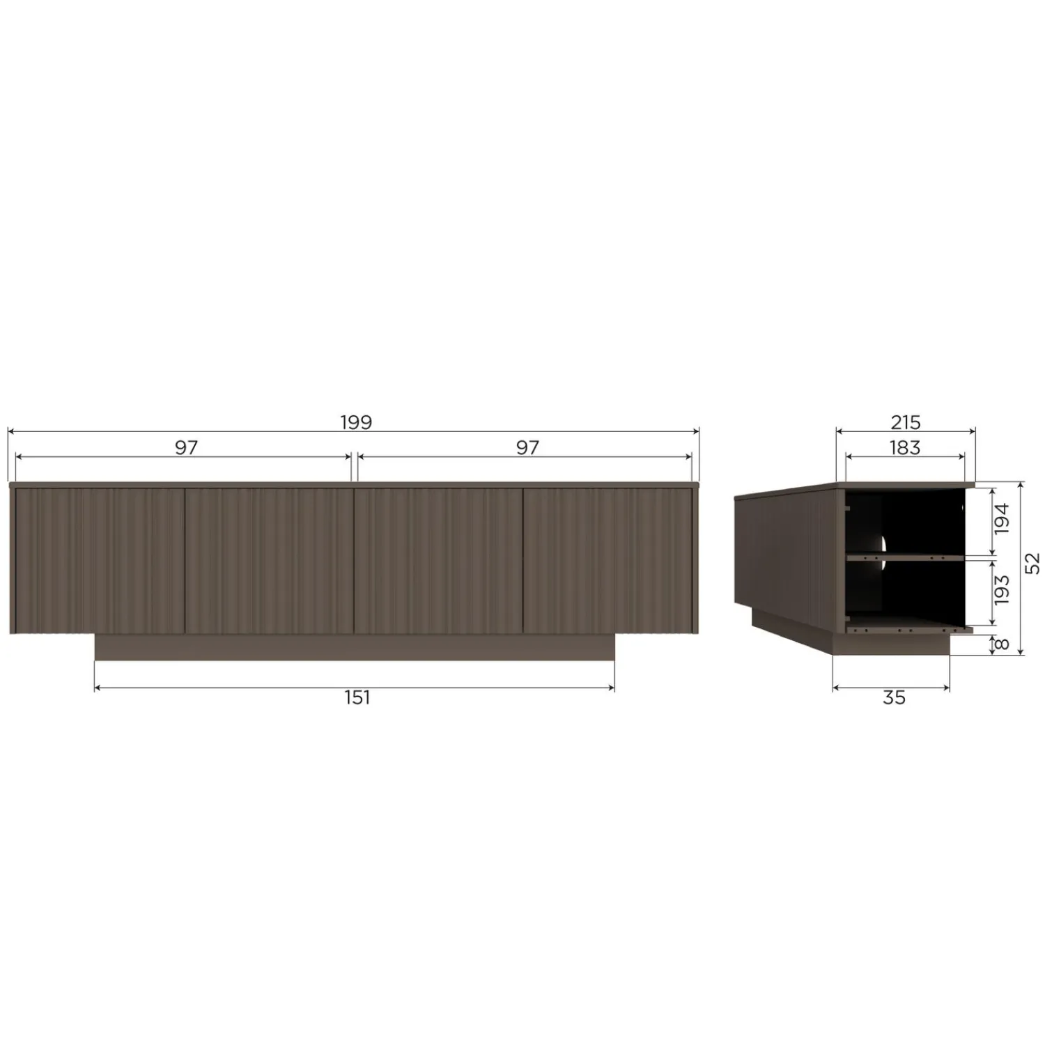 Sale WOOOD Nova tv meubel 200 cm grenen truffel bruin