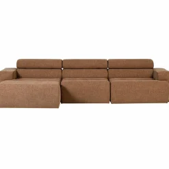 Best WOOOD Novi chaise longue bank links bouclé bruin Karamel