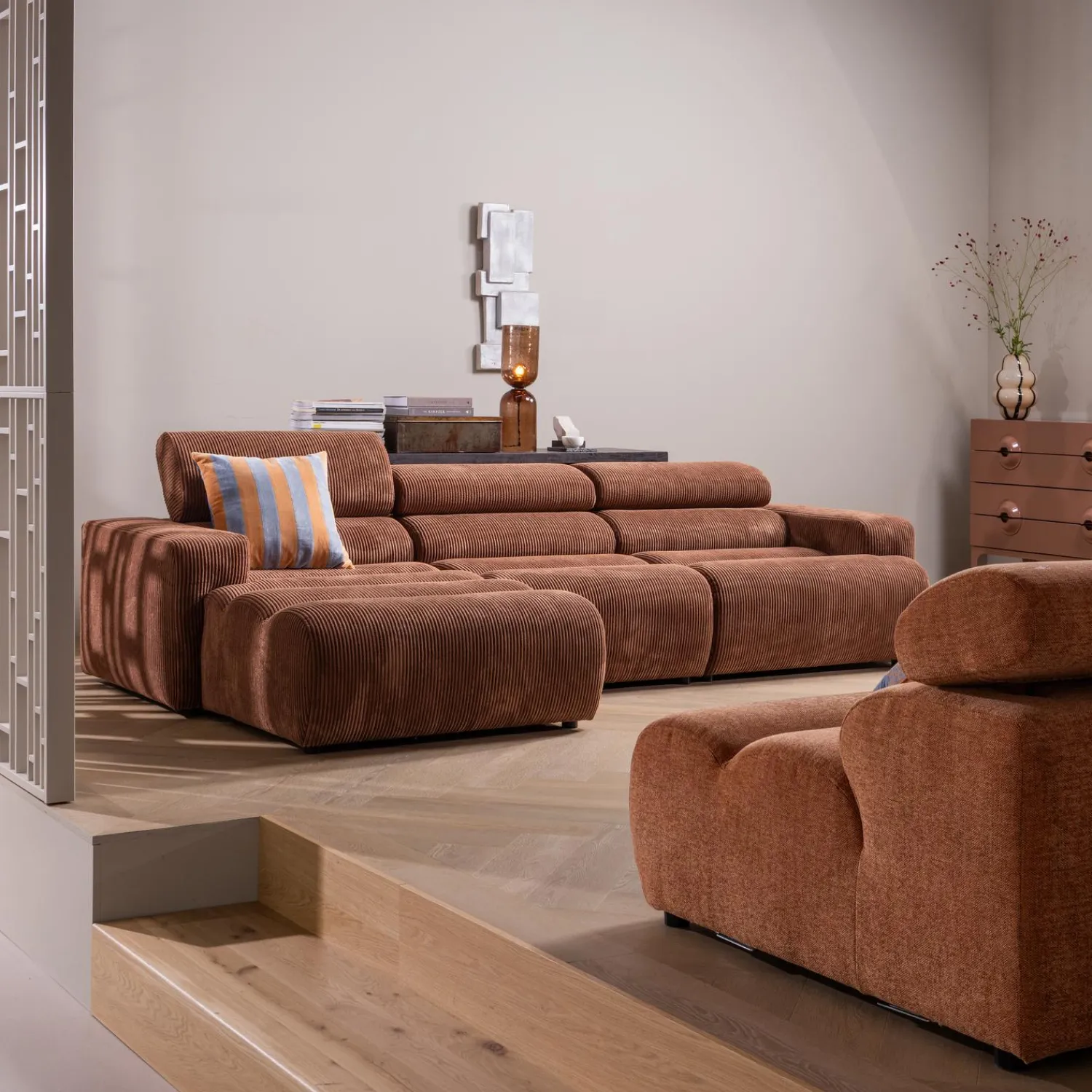Online WOOOD Novi chaise longue element arm links ribstof Terra