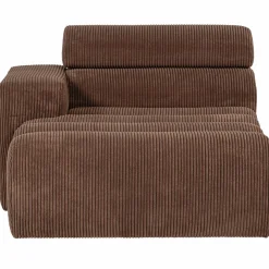 Clearance WOOOD Novi chaise longue element arm links ribstof Mokkabruin