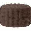WOOOD Olven poef laag fluffy stof bruin