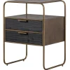 New WOOOD Polite nachtkastje metaal/hout antique brass