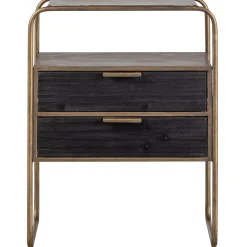 New WOOOD Polite nachtkastje metaal/hout antique brass