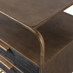 New WOOOD Polite nachtkastje metaal/hout antique brass