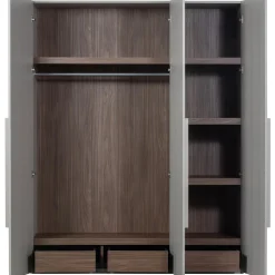 Outlet WOOOD Rens 3-deurs hang/legkast greep lang noten/pebble grey
