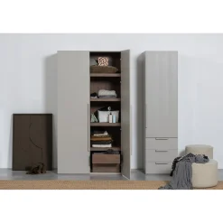 Clearance WOOOD Rens 2-deurs hang/legkast greep lang noten/pebble grey