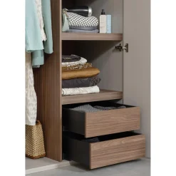 Clearance WOOOD Rens 2-deurs hang/legkast greep lang noten/pebble grey