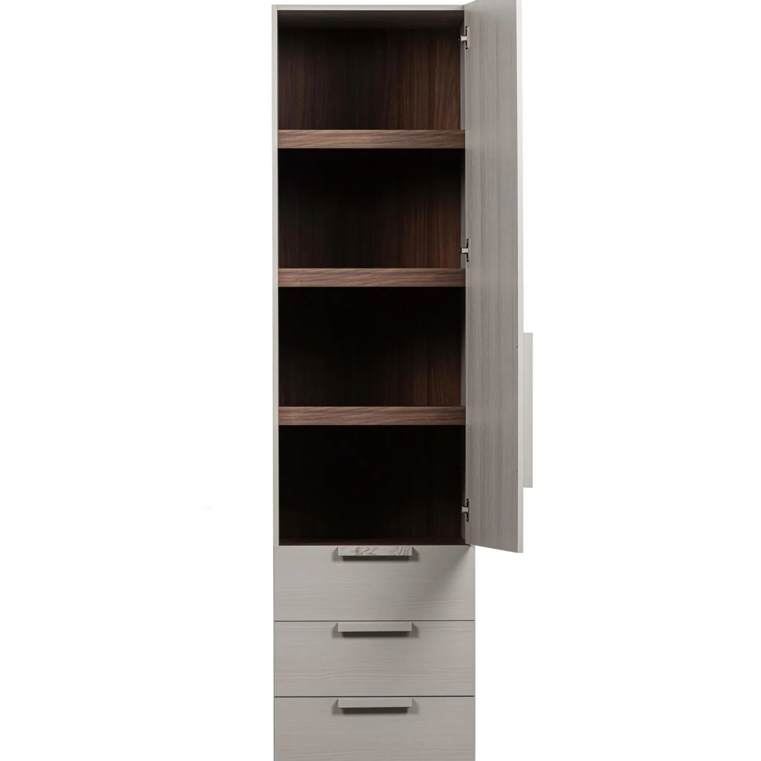 Discount WOOOD Rens 1-deurs legkast greep lang noten/pebble grey