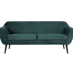 Clearance WOOOD Rocco bank 187 cm velvet Groenblauw
