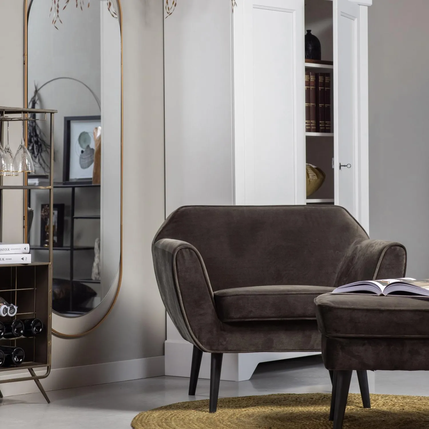 Outlet WOOOD Rocco fauteuil velvet Warm groen