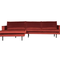 Clearance WOOOD Rodeo chaise longue links velvet kastanje Kastanjebruin