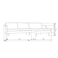 Sale WOOOD Rodeo chaise longue rechts ecoleer Zwart