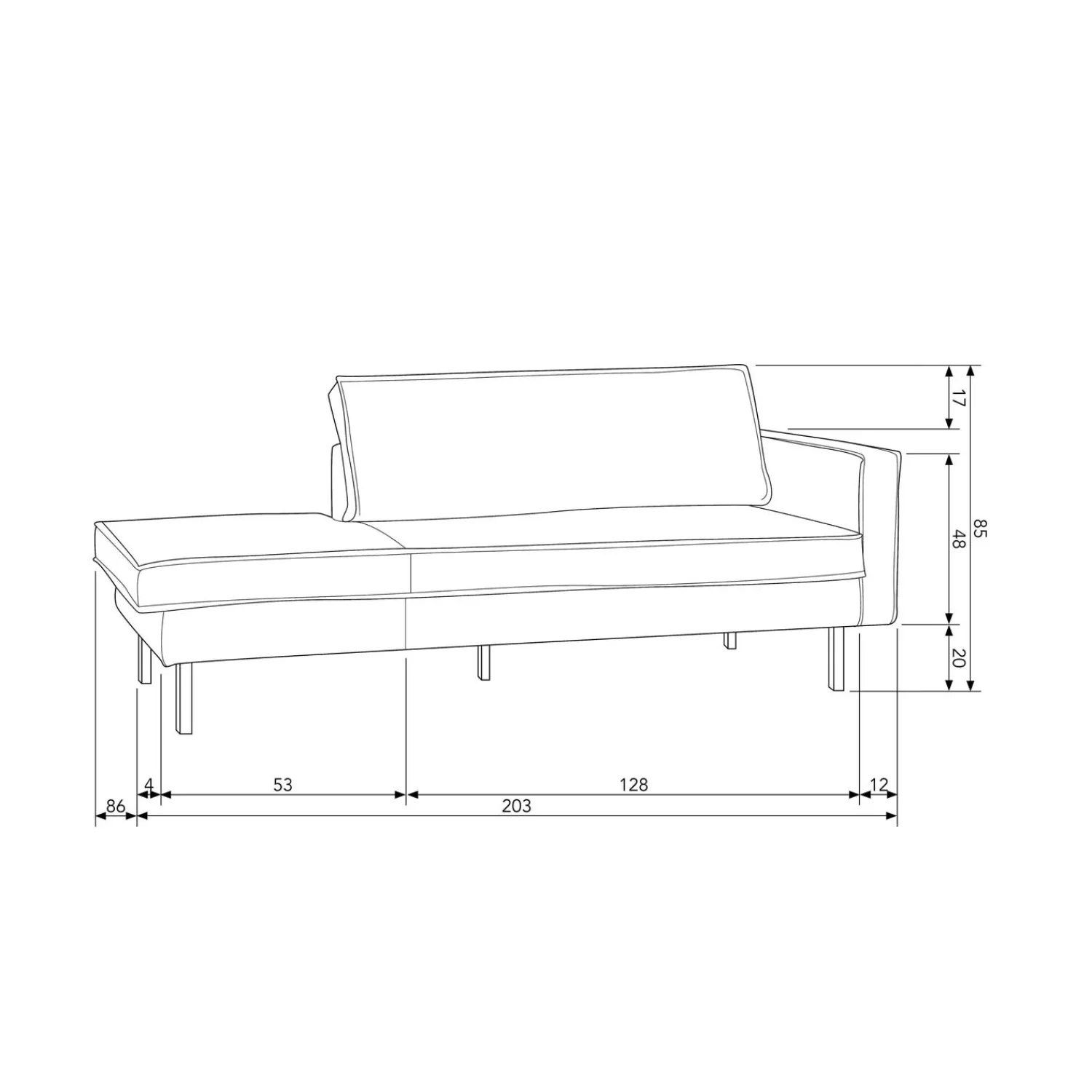 Outlet WOOOD Rodeo daybed rechts velvet Donkergroen