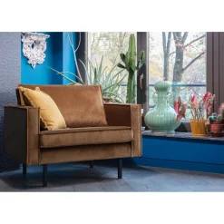 Sale WOOOD Rodeo fauteuil velvet Honinggeel