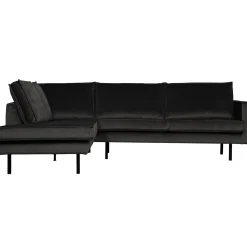 Outlet WOOOD Rodeo hoekbank links velvet Antraciet