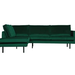 Online WOOOD Rodeo hoekbank links velvet Bosgroen