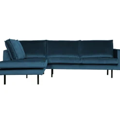 Outlet WOOOD Rodeo hoekbank links velvet Blauw