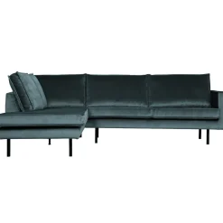 Sale WOOOD Rodeo hoekbank links velvet Groenblauw