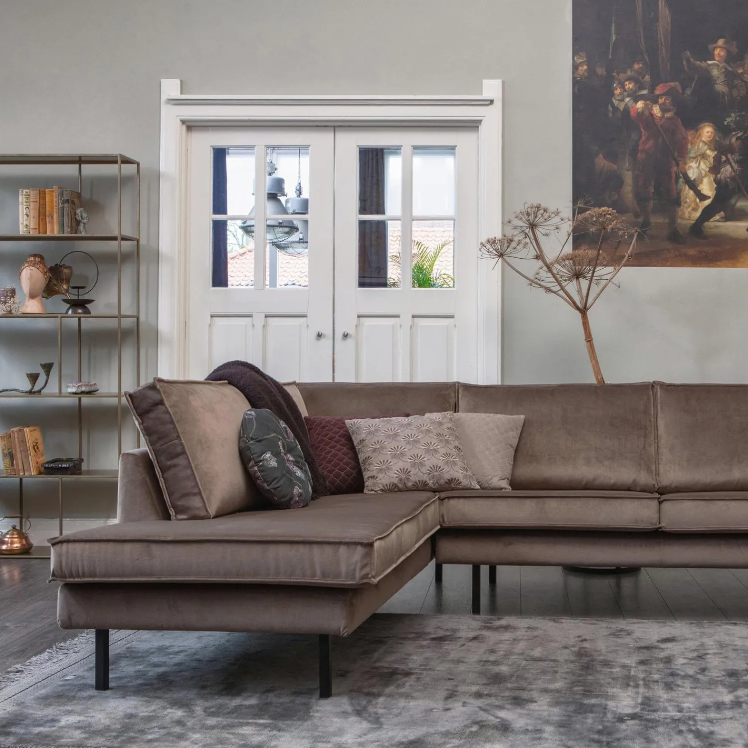 WOOOD Rodeo hoekbank links velvet Taupe