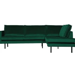 Online WOOOD Rodeo hoekbank rechts velvet Bosgroen