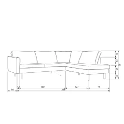 Online WOOOD Rodeo hoekbank rechts velvet Bosgroen