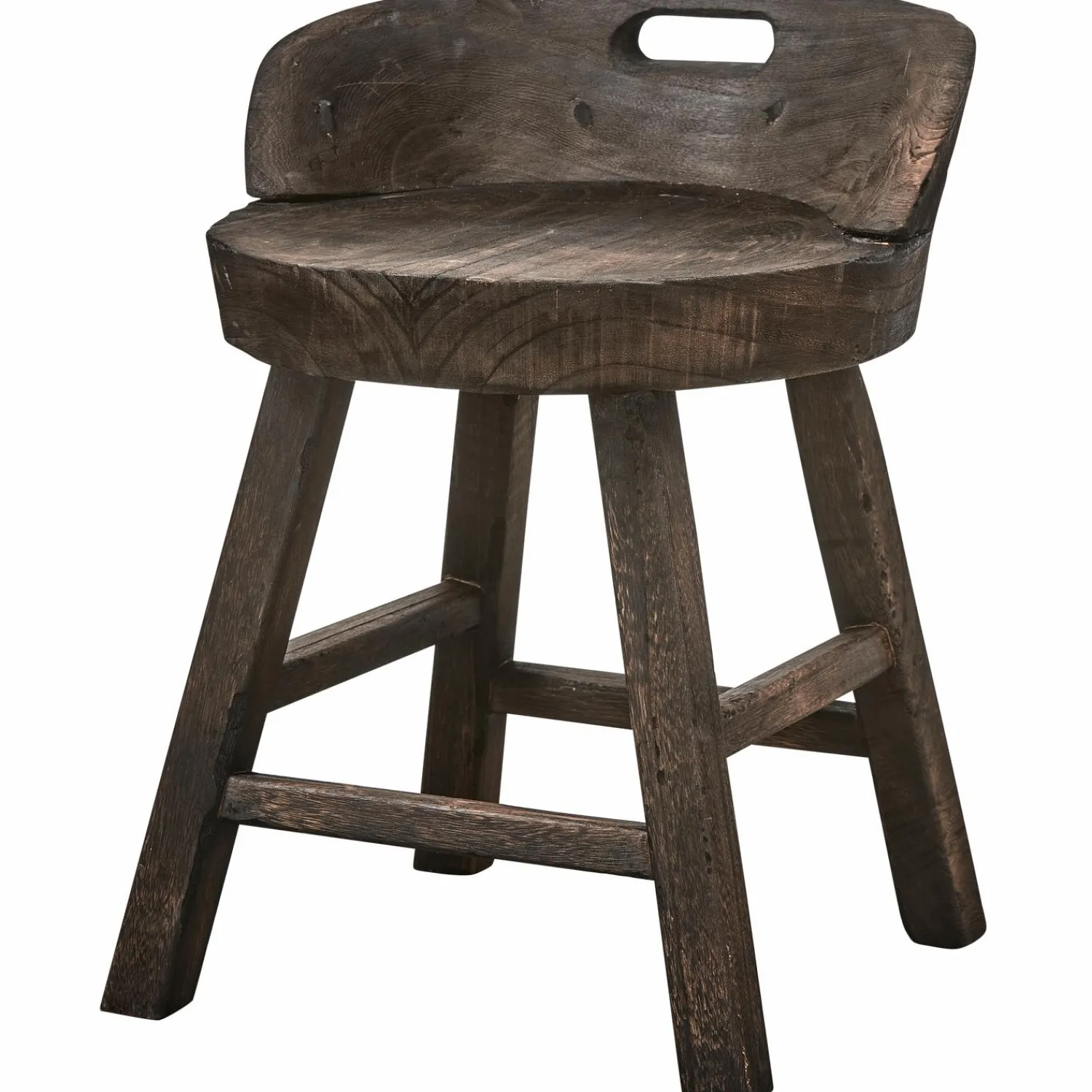 WOOOD Rosalie decoratieve kruk/stoel hout donkerbruin