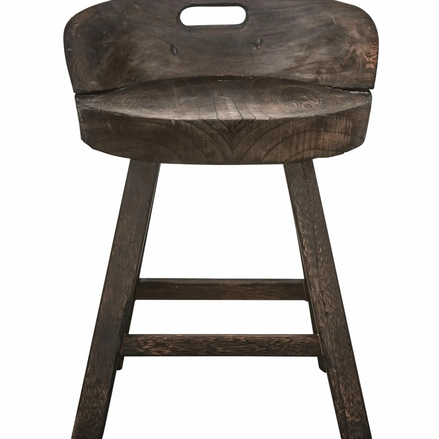 WOOOD Rosalie decoratieve kruk/stoel hout donkerbruin