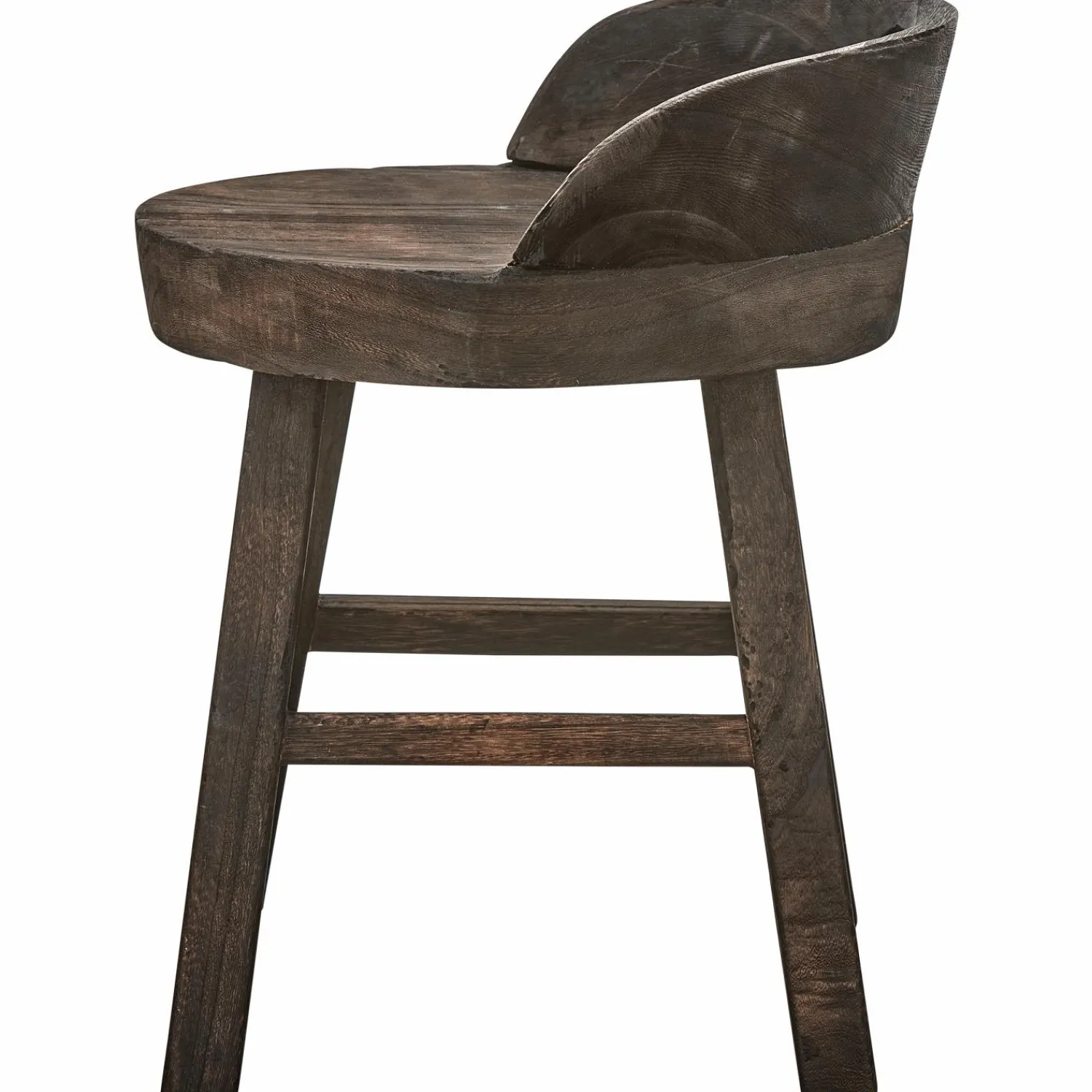 WOOOD Rosalie decoratieve kruk/stoel hout donkerbruin