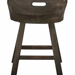 WOOOD Rosalie decoratieve kruk/stoel hout donkerbruin