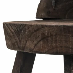 WOOOD Rosalie decoratieve kruk/stoel hout donkerbruin